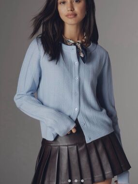 Reformation Hannah Crew Wool Blend Cardigan Light Blue NWT Small
